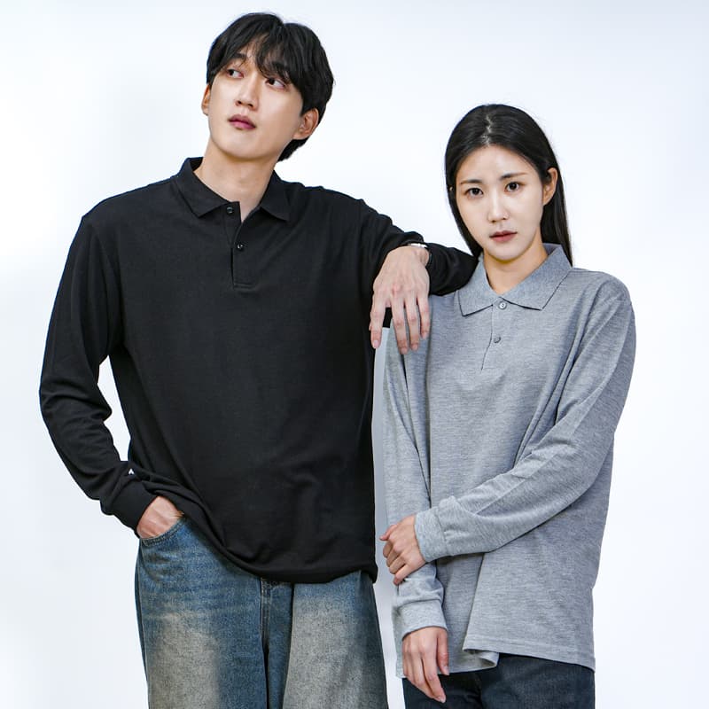 체크 폴로 긴팔 제품 참고 이미지